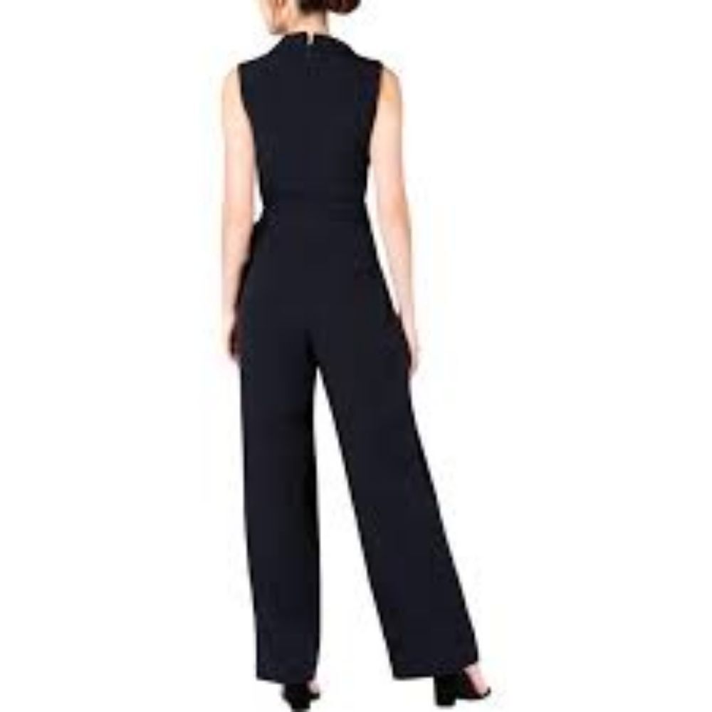 XOXO Womens Embellished Surplice Neck Jumpsuit Navy Size Large NWT - Picture 3 of 16